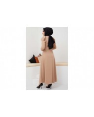 Buket Krep Elbise - Bej