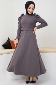 Buket Krep Elbise - Füme