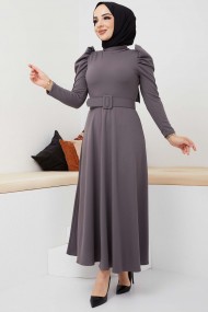 Buket Krep Elbise - Füme