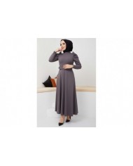 Buket Krep Elbise - Füme