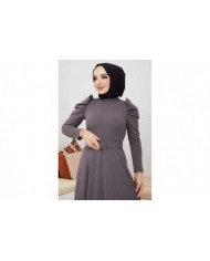 Buket Krep Elbise - Füme