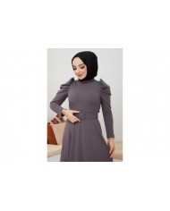 Buket Krep Elbise - Füme