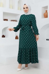 Çapa Viskon Elbise - Yeşil