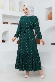 Çapa Viskon Elbise - Yeşil