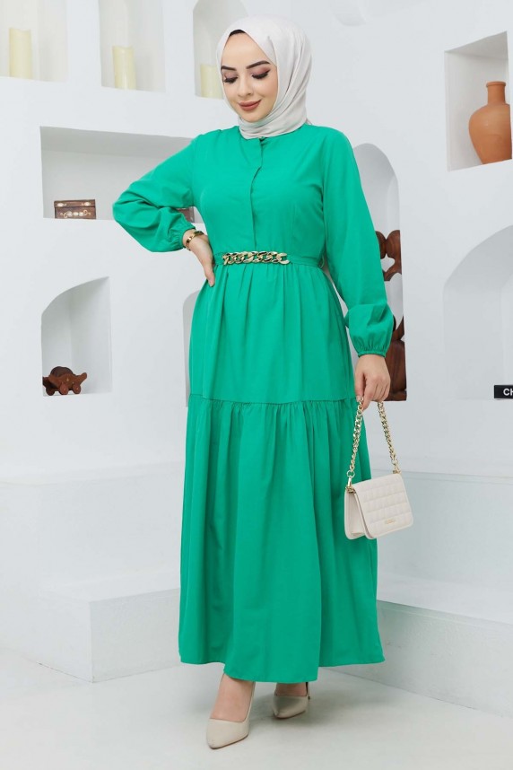 Mabel Zincirli Elbise - Yeşil