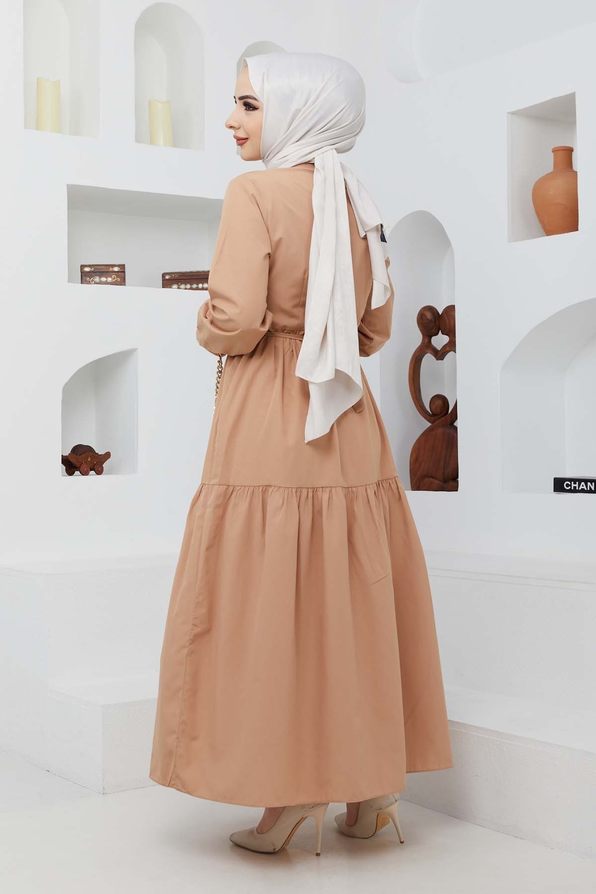 Mabel Zincirli Elbise - Camel