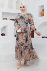 Yelda Şifon Elbise - Camel