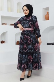 Yelda Şifon Elbise - Siyah