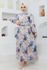 Yelda Şifon Elbise - Mavi