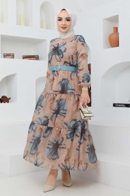 Yelda Şifon Elbise - Camel