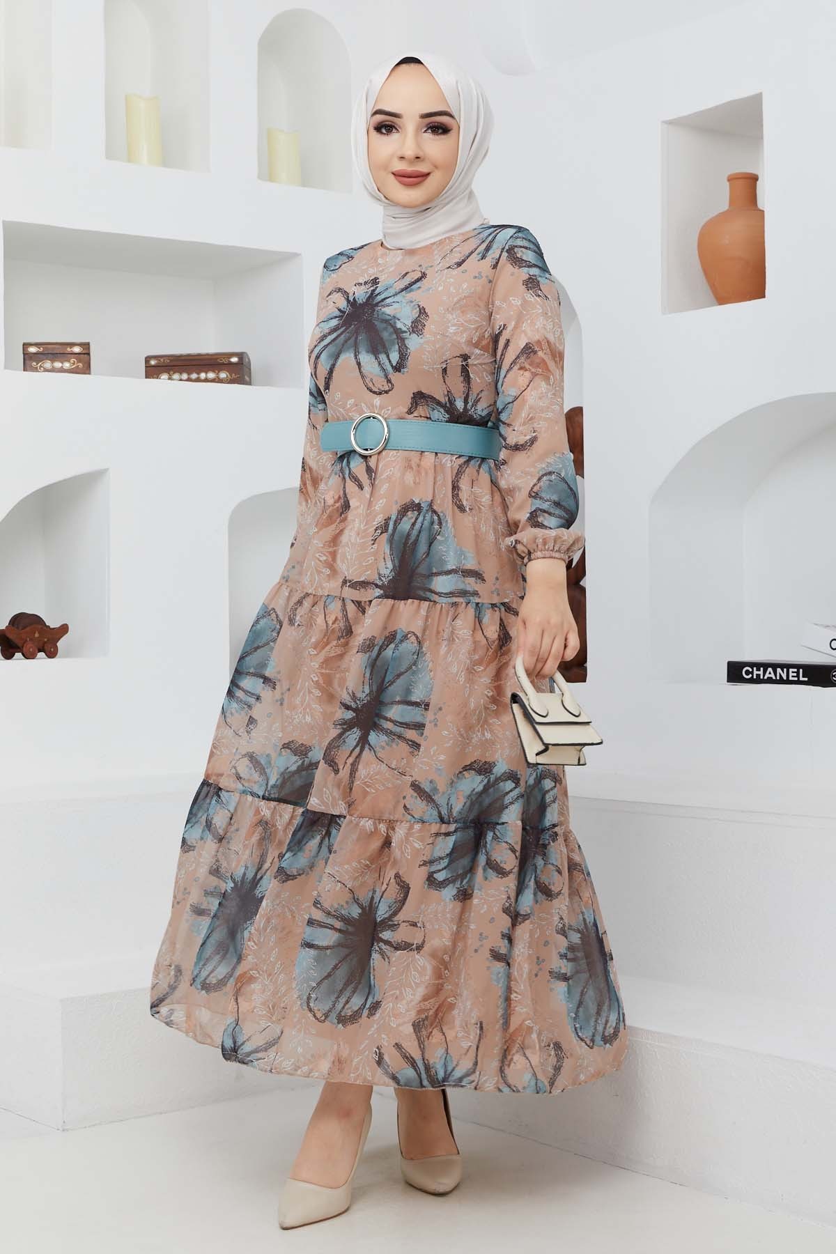 Yelda Şifon Elbise - Camel