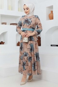 Yelda Şifon Elbise - Camel