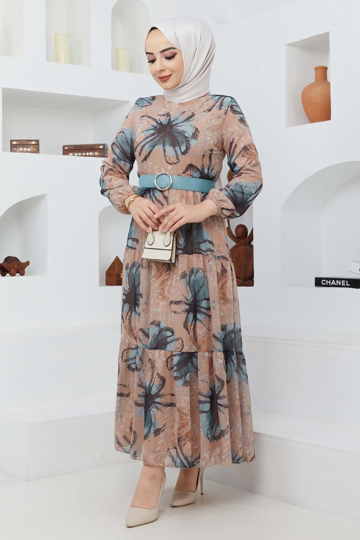 Yelda Şifon Elbise - Camel