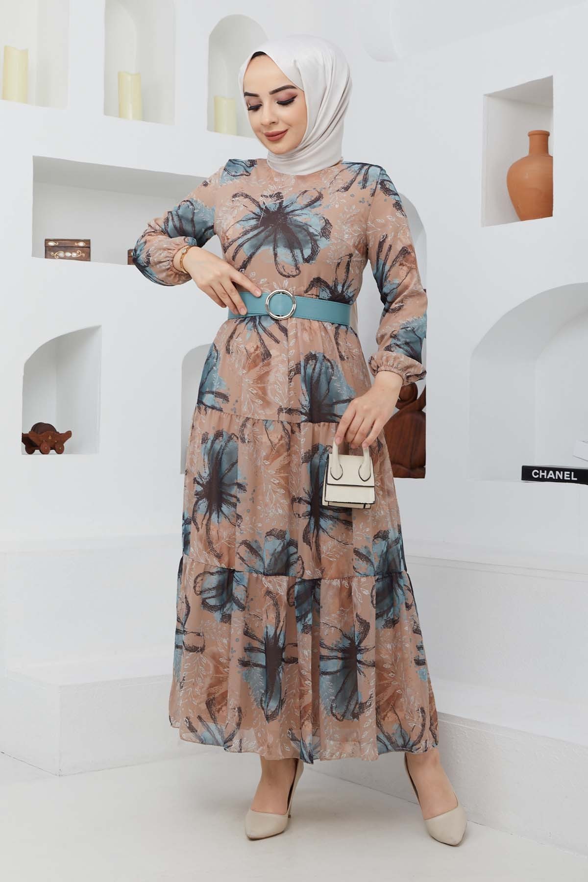 Yelda Şifon Elbise - Camel