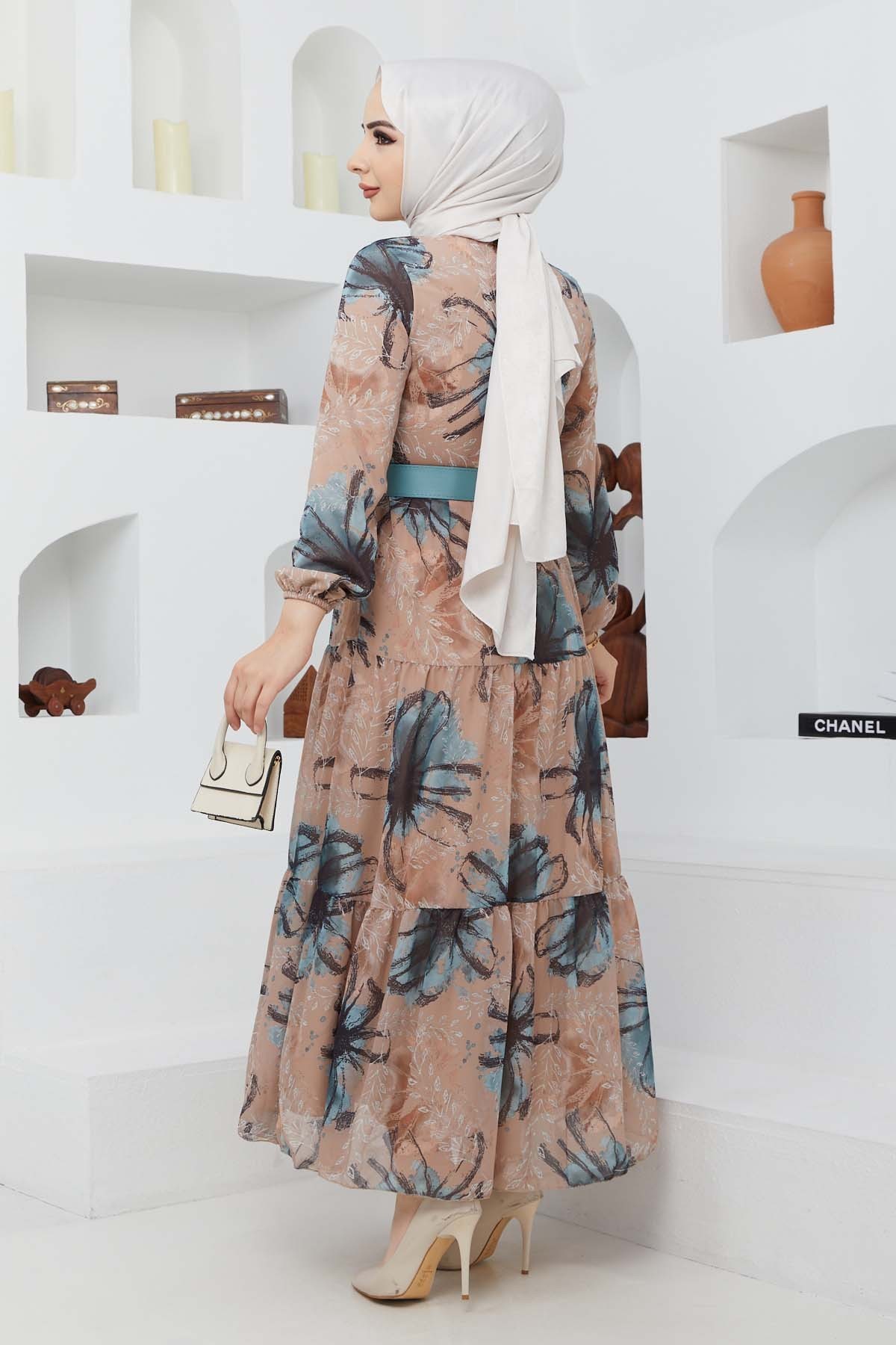 Yelda Şifon Elbise - Camel