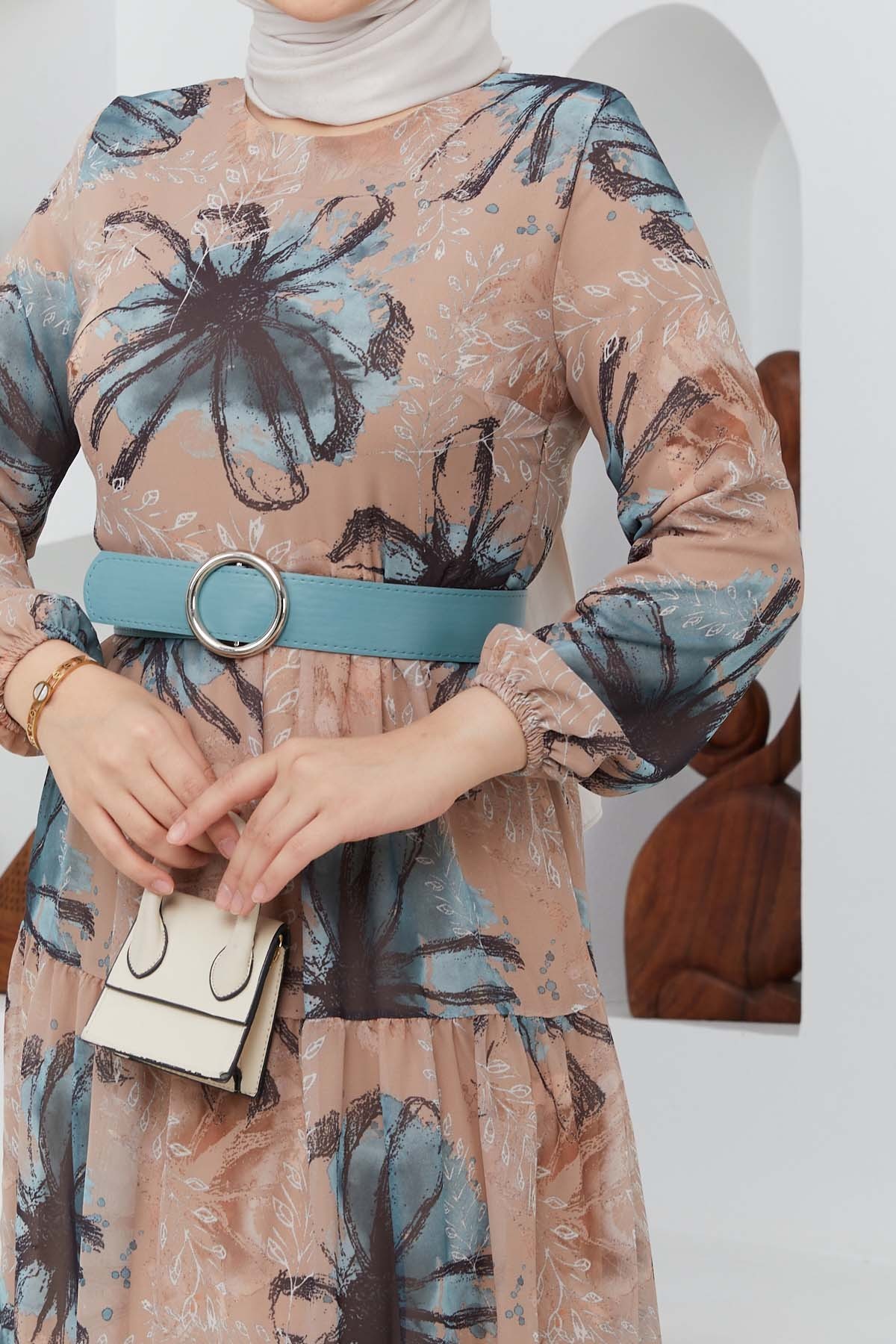 Yelda Şifon Elbise - Camel