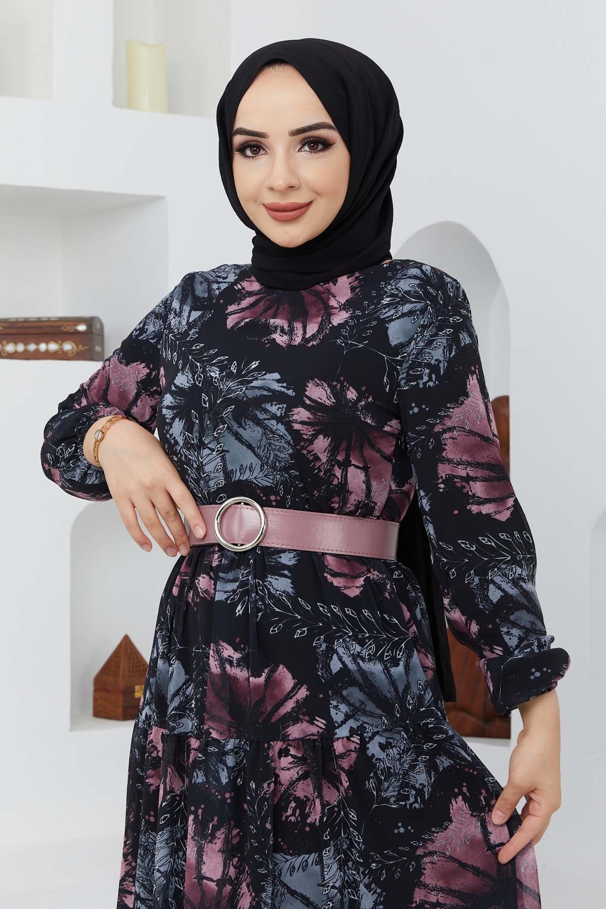 Yelda Şifon Elbise - Siyah