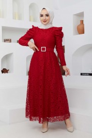 Dila Dantel Abiye - Kırmızı Dila Dantel Abiye - Kırmızı