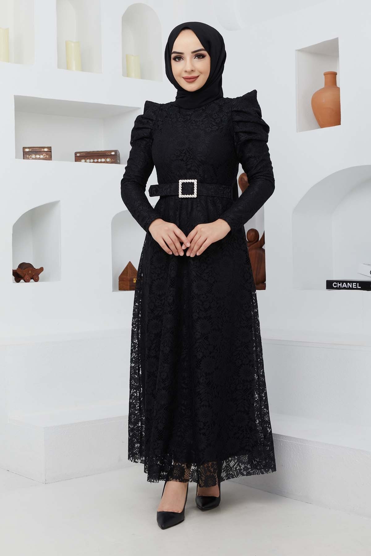 Dila Dantel Abiye - Siyah