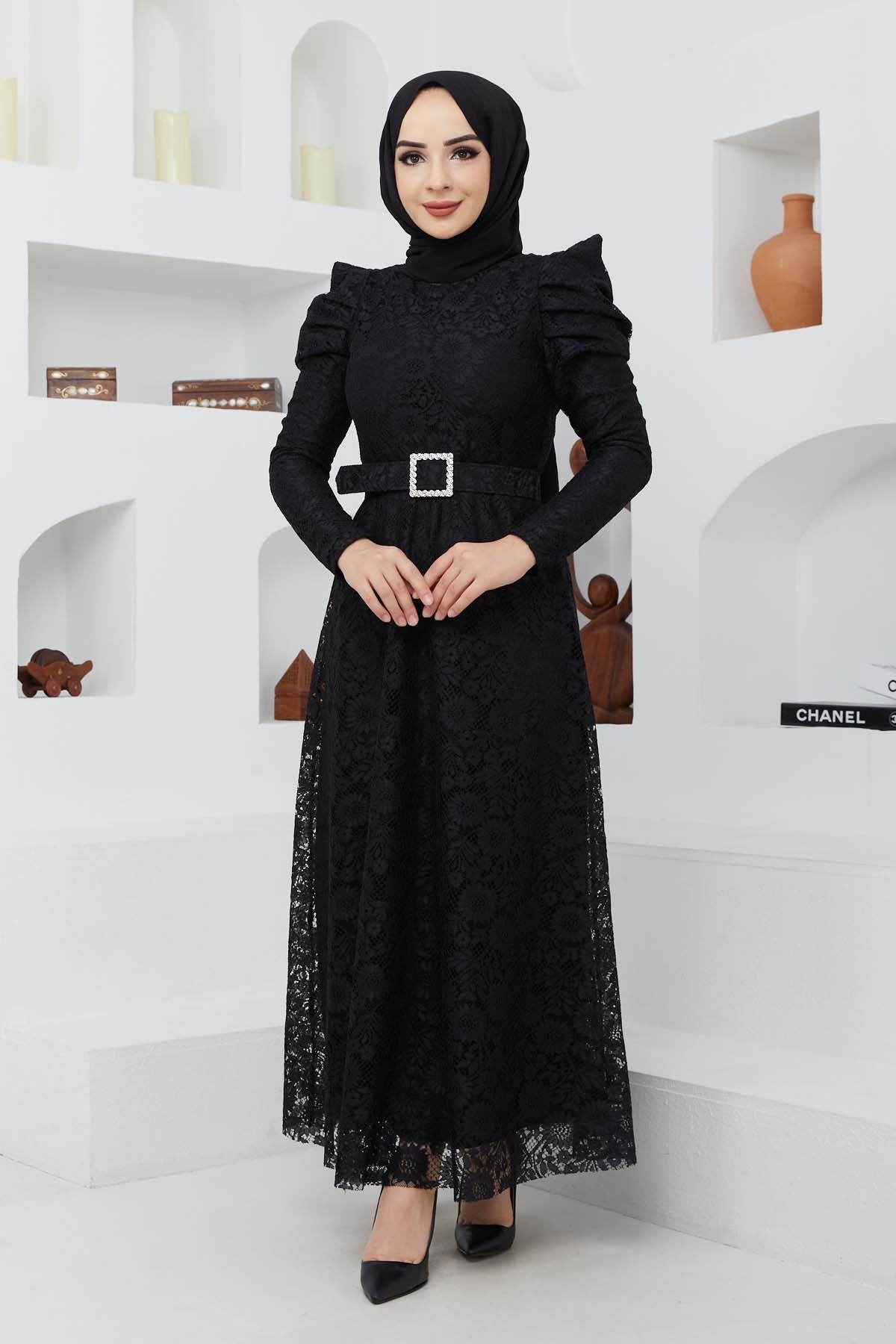 Dila Dantel Abiye - Siyah