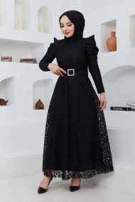 Dila Dantel Abiye - Siyah