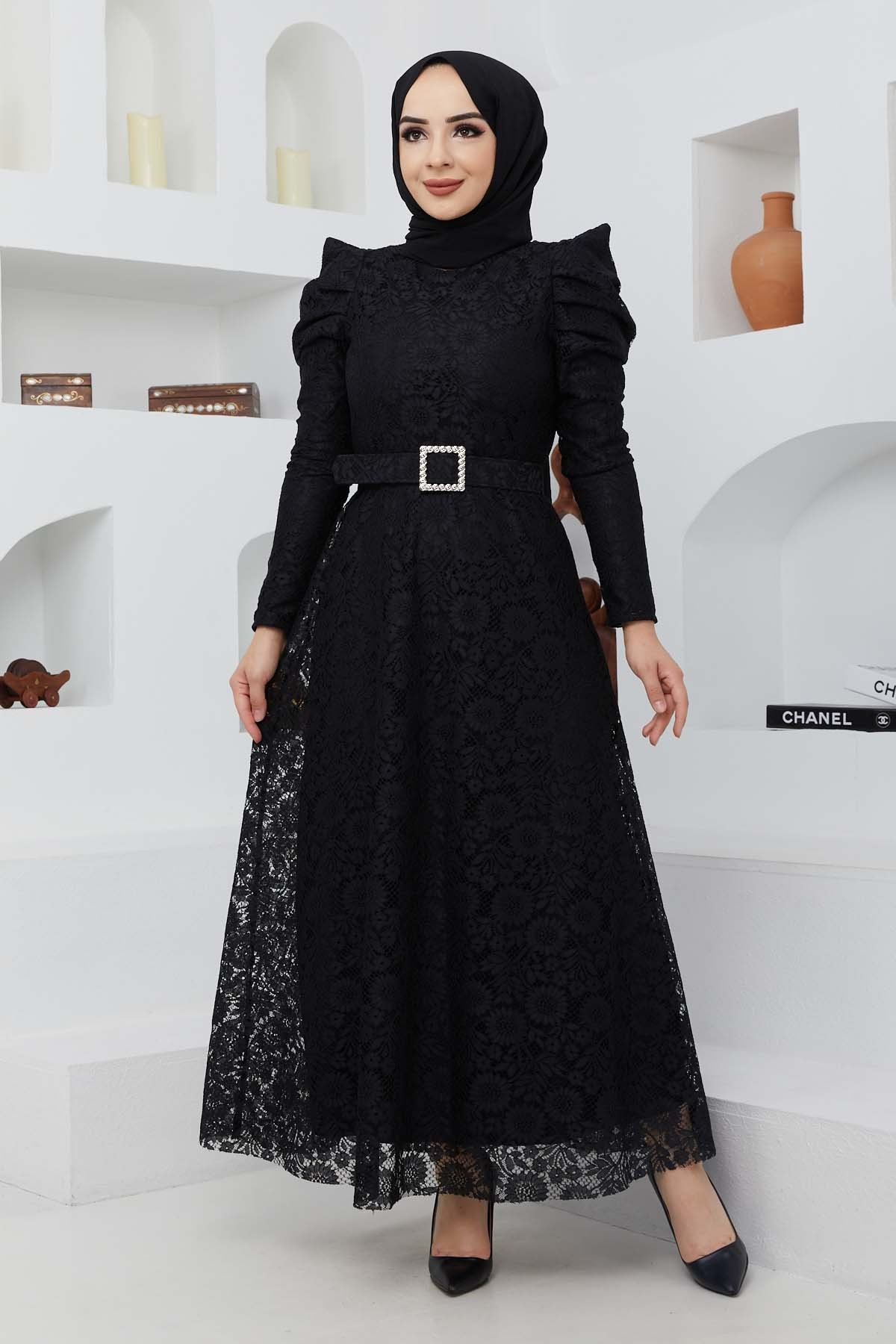 Dila Dantel Abiye - Siyah