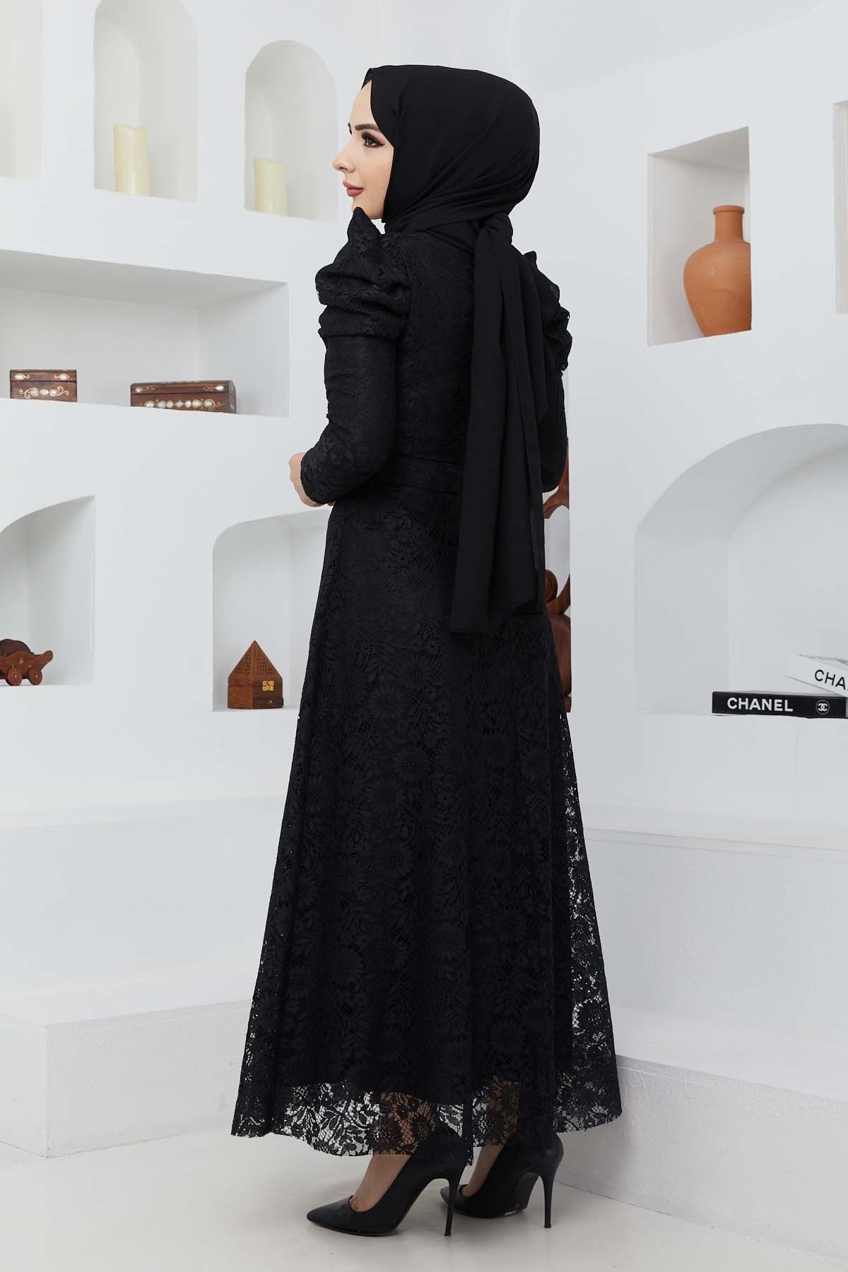 Dila Dantel Abiye - Siyah