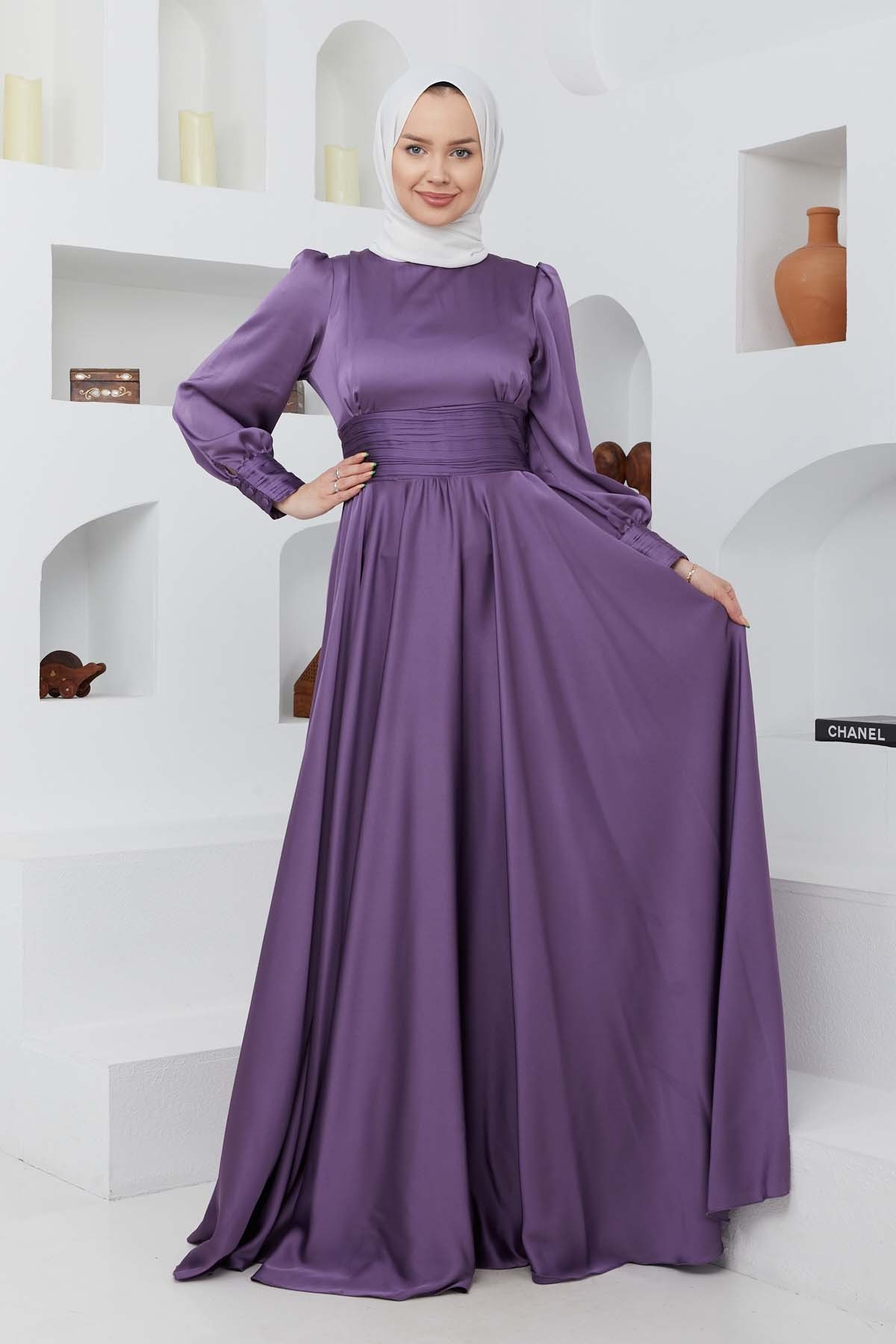 Başak Saten Abiye - Lila