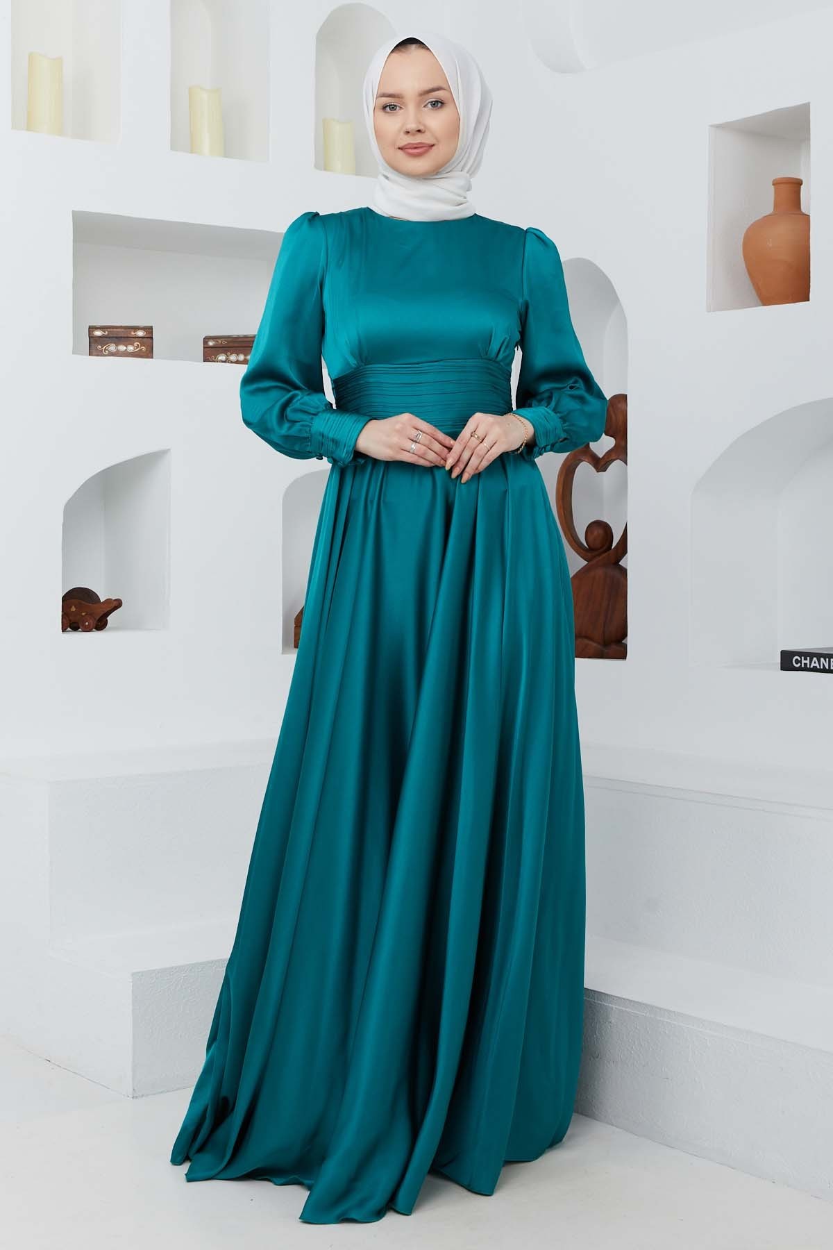 Başak Saten Abiye - Yeşil