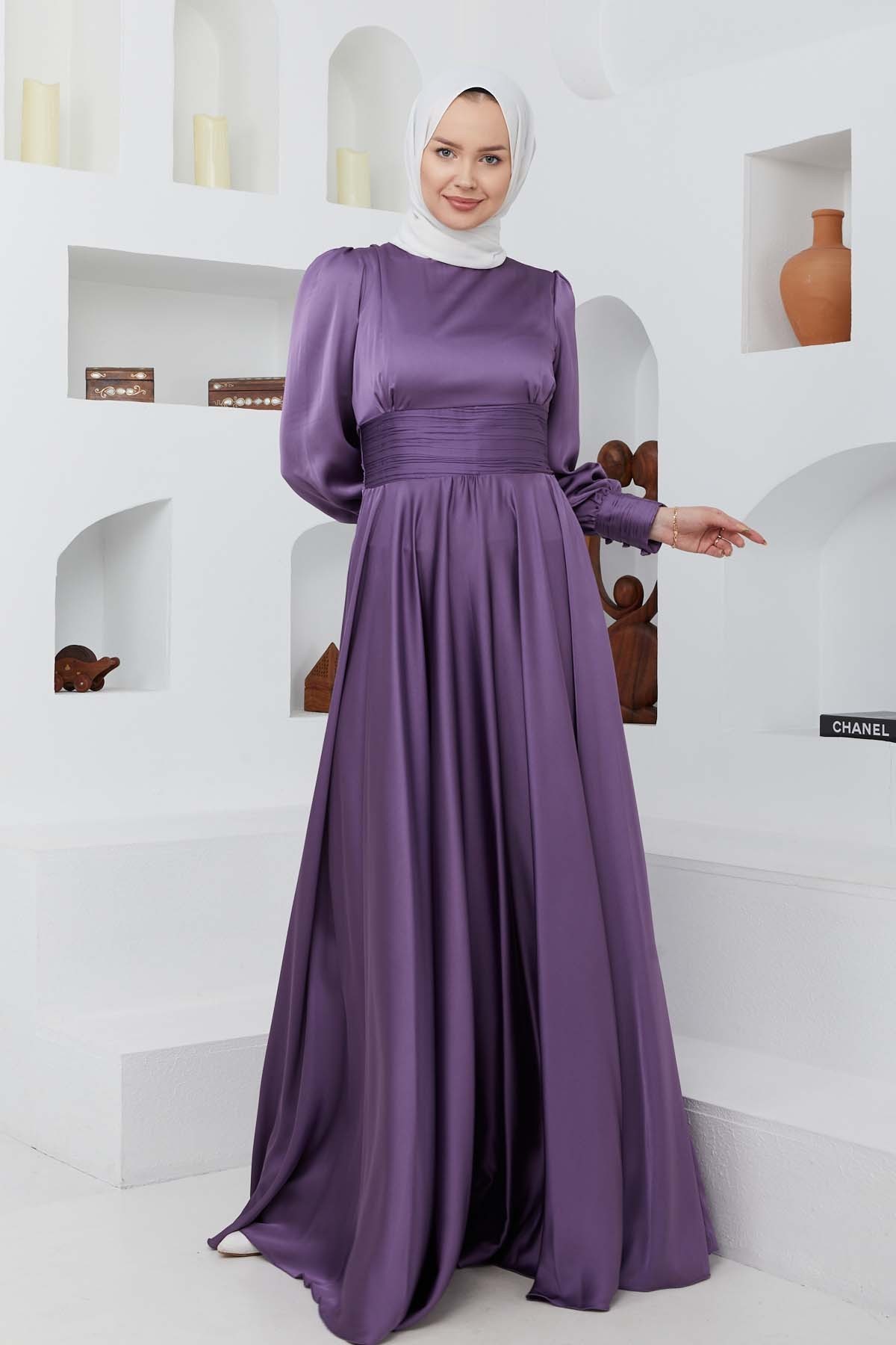 Başak Saten Abiye - Lila