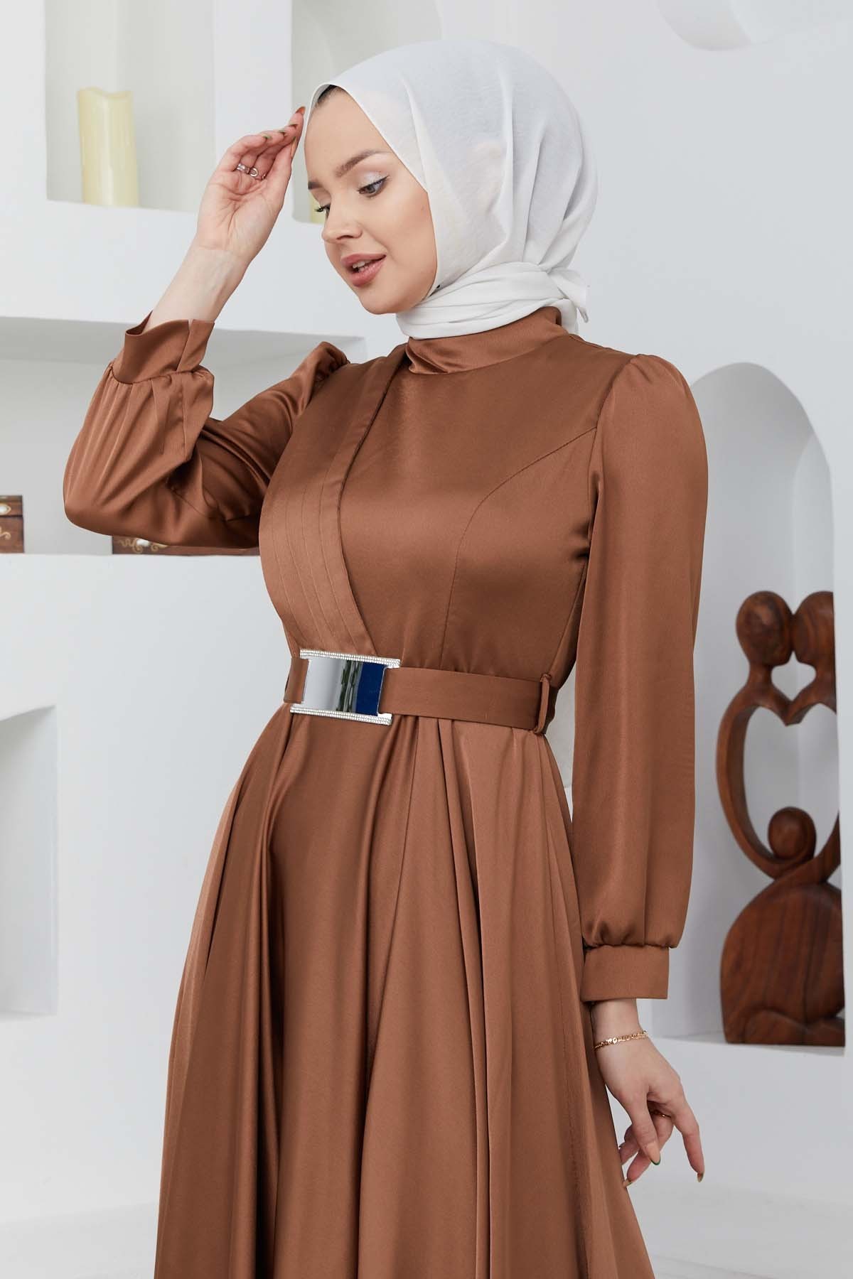 Ayna Saten Abiye - Kahve