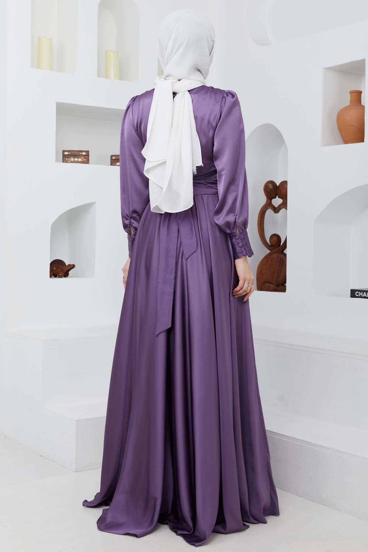 Başak Saten Abiye - Lila