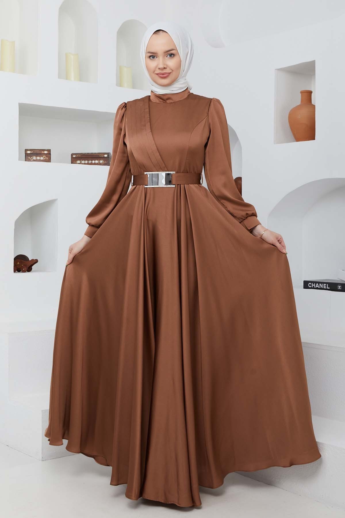 Ayna Saten Abiye - Kahve