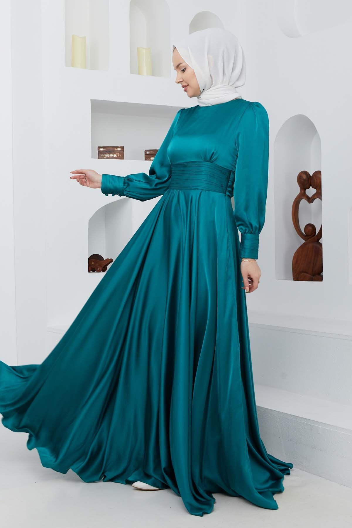 Başak Saten Abiye - Yeşil