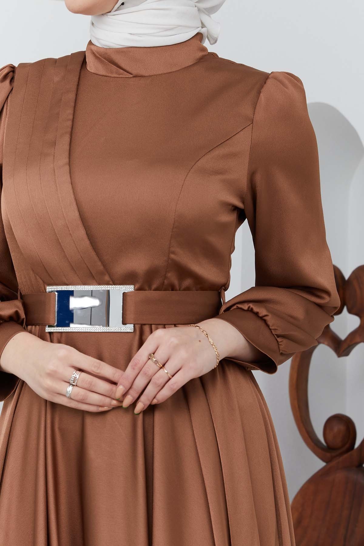 Ayna Saten Abiye - Kahve