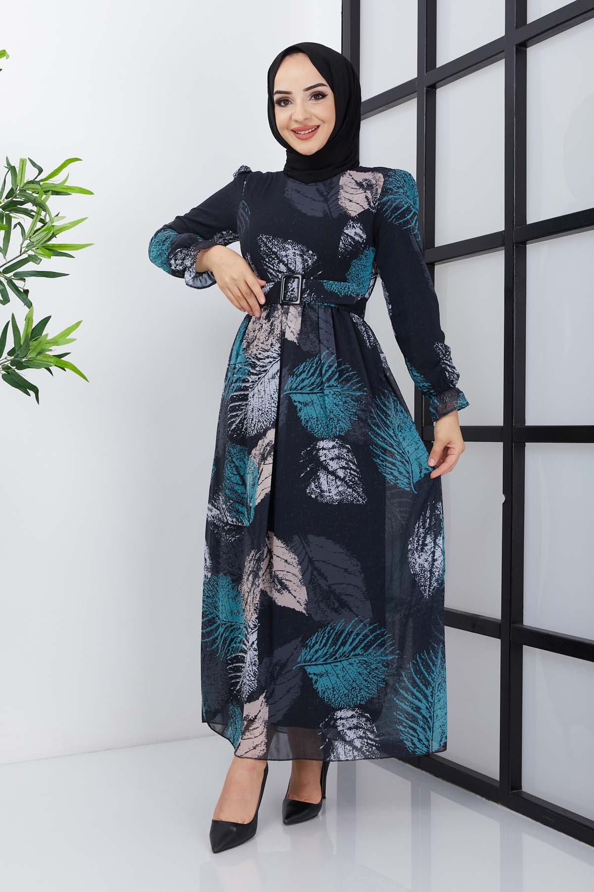 Elfida Şifon Elbise - Siyah