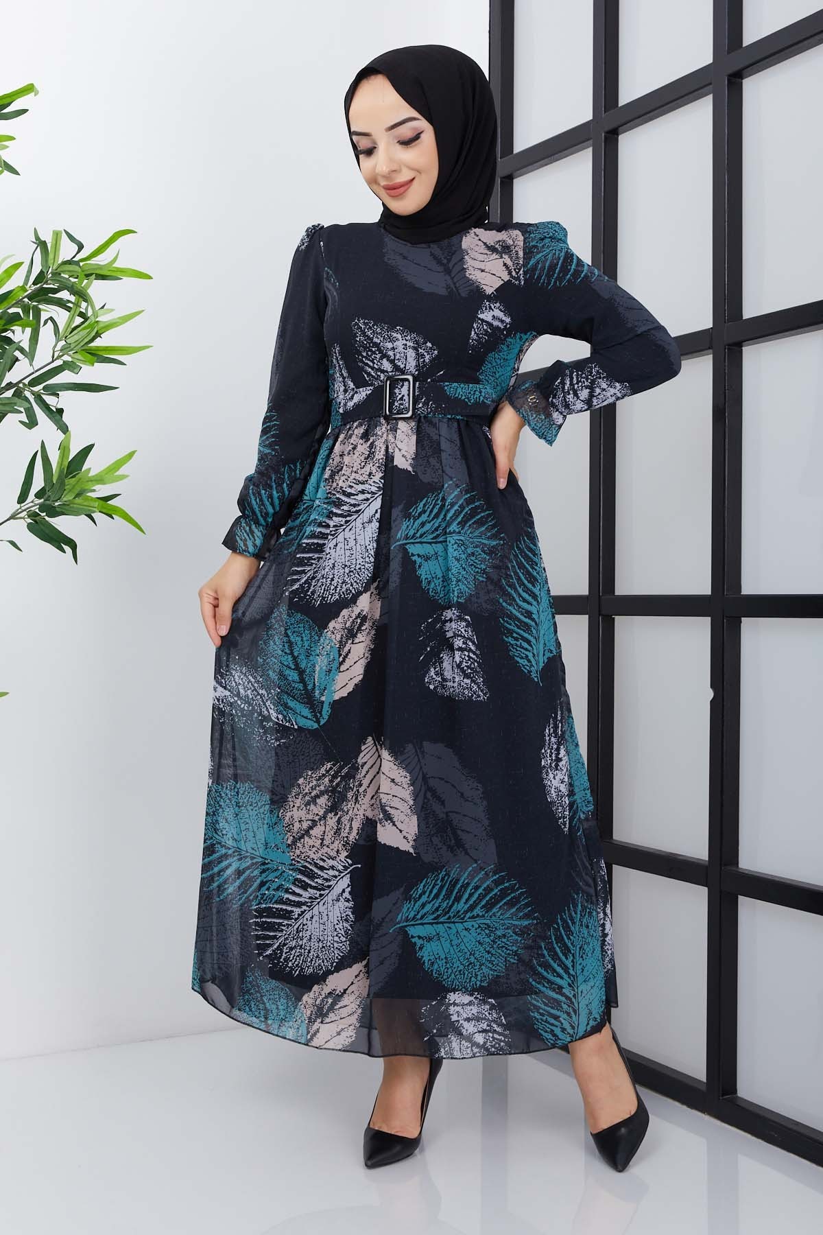 Elfida Şifon Elbise - Siyah