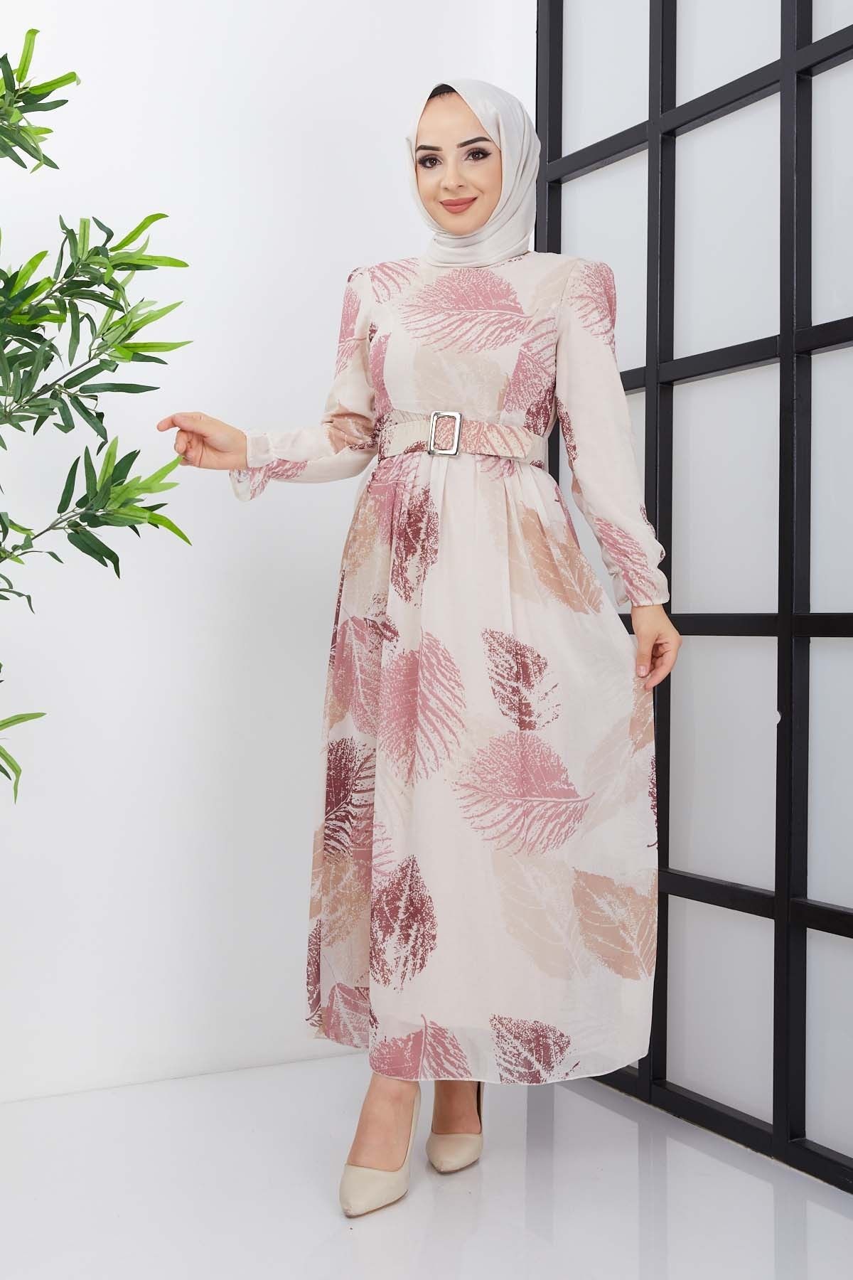 Elfida Şifon Elbise - Gül Kurusu