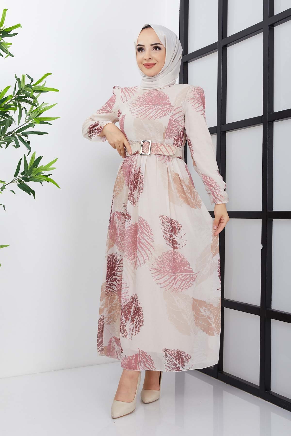 Elfida Şifon Elbise - Gül Kurusu