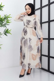 Elfida Şifon Elbise - Bej