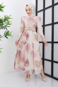 Elfida Şifon Elbise - Gül Kurusu