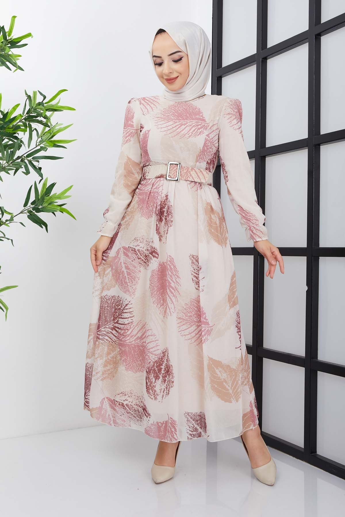 Elfida Şifon Elbise - Gül Kurusu