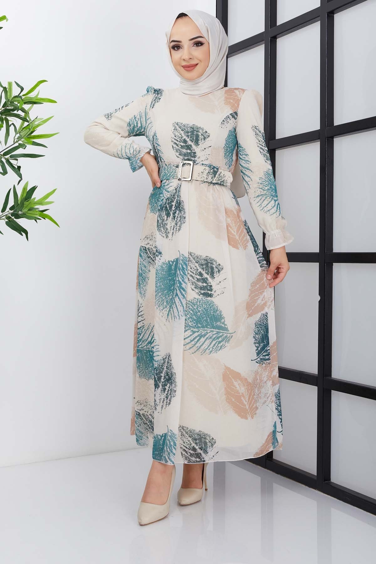 Elfida Şifon Elbise - Yeşil