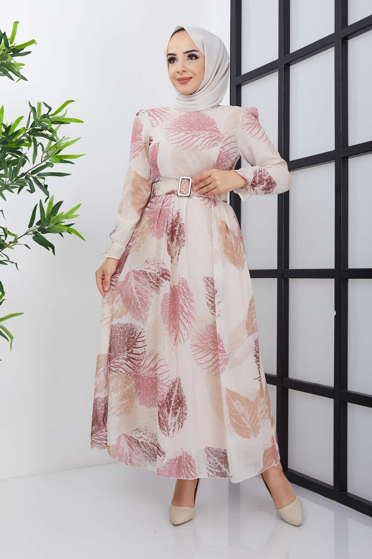 Elfida Şifon Elbise - Gül Kurusu