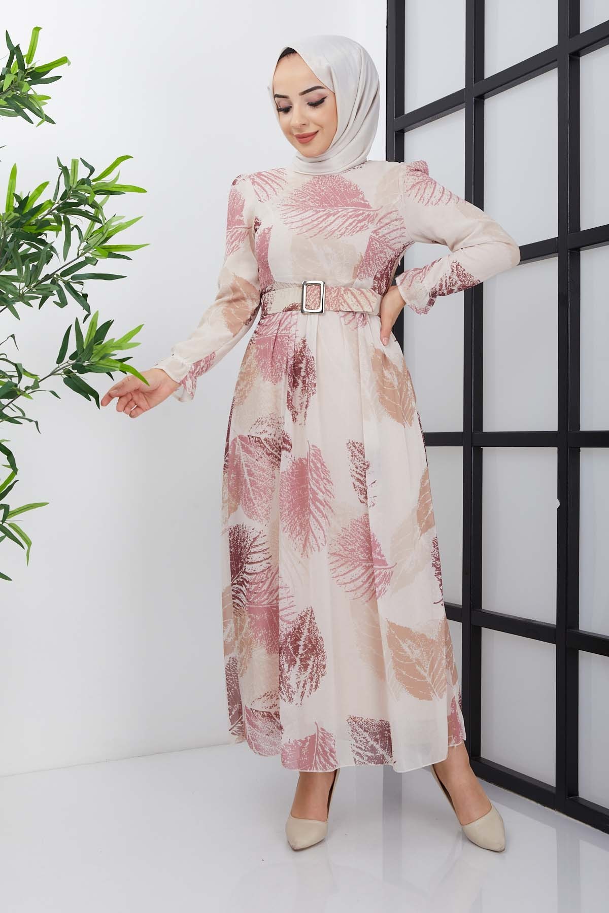 Elfida Şifon Elbise - Gül Kurusu