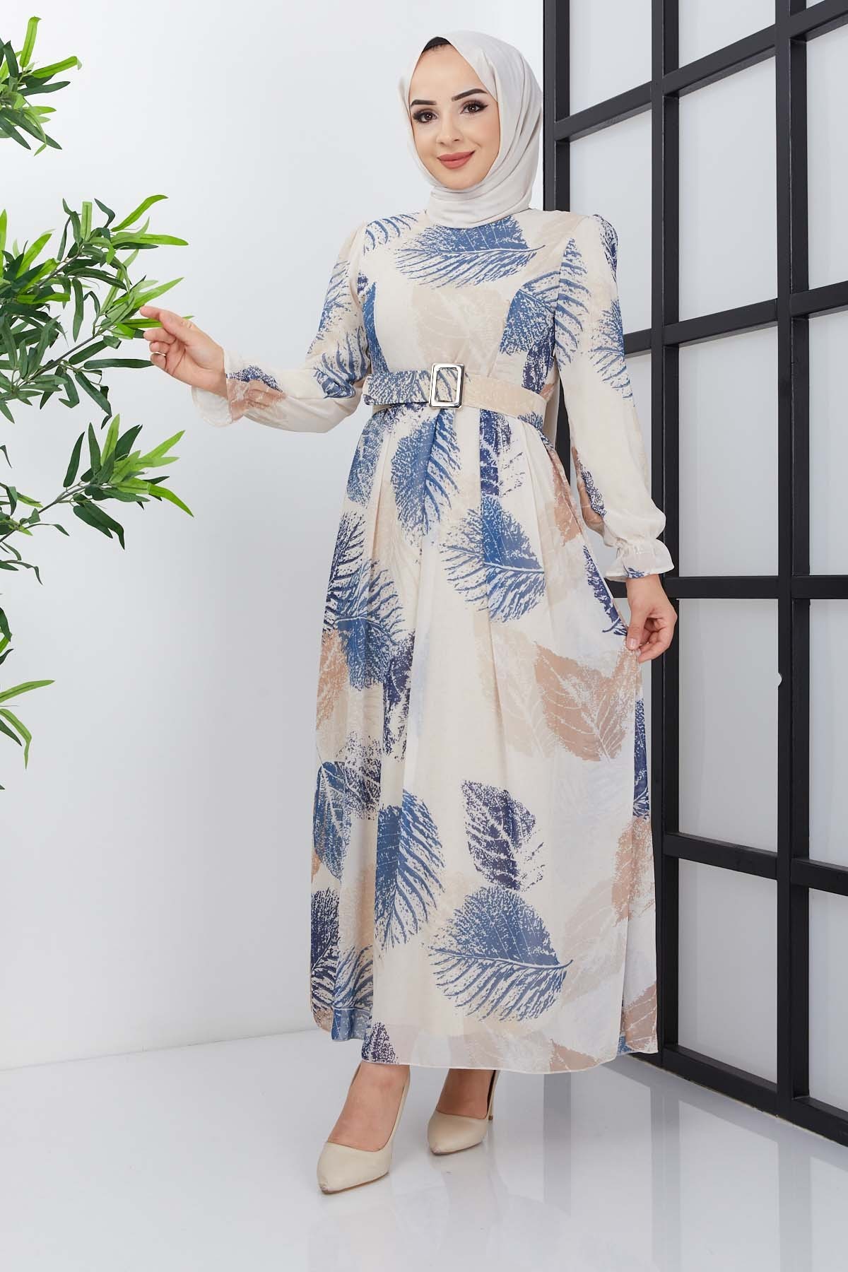 Elfida Şifon Elbise - Mavi