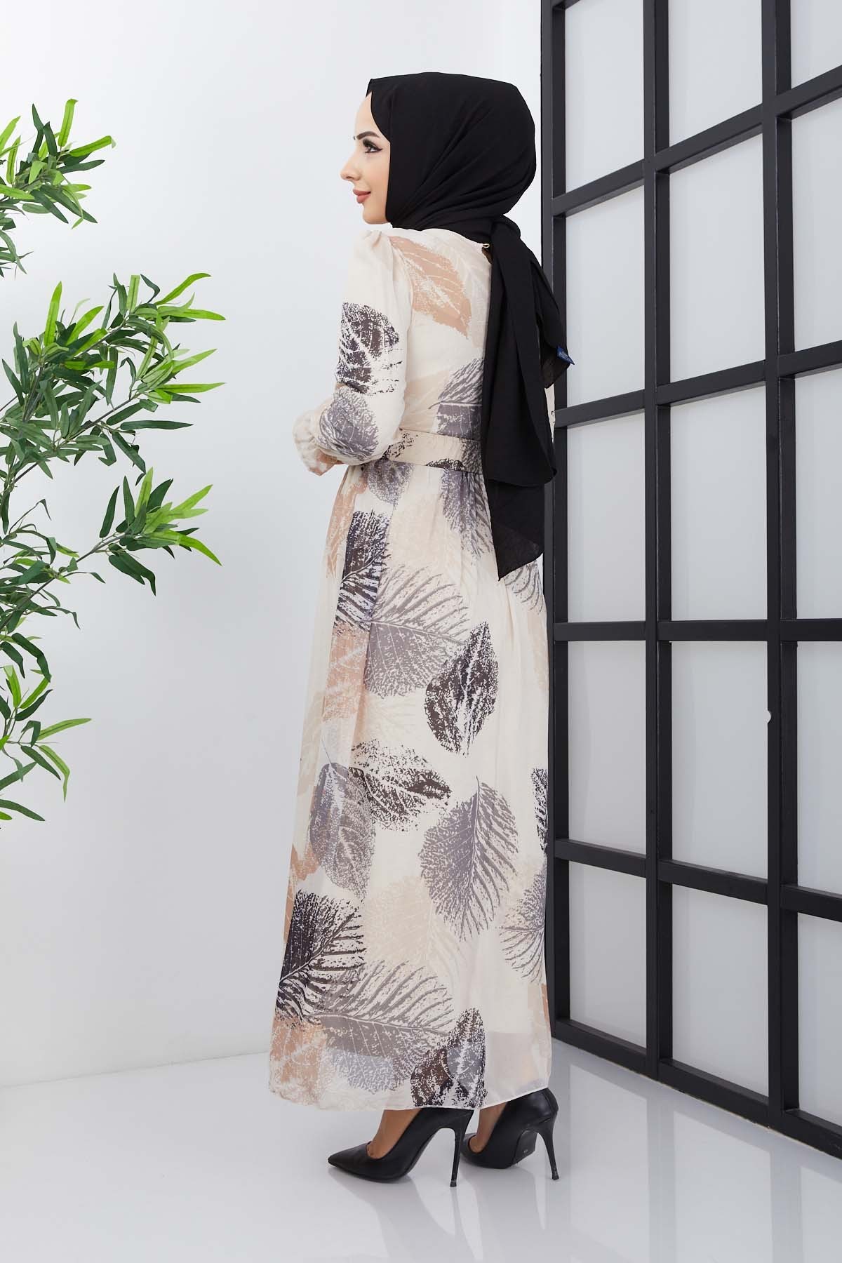 Elfida Şifon Elbise - Bej