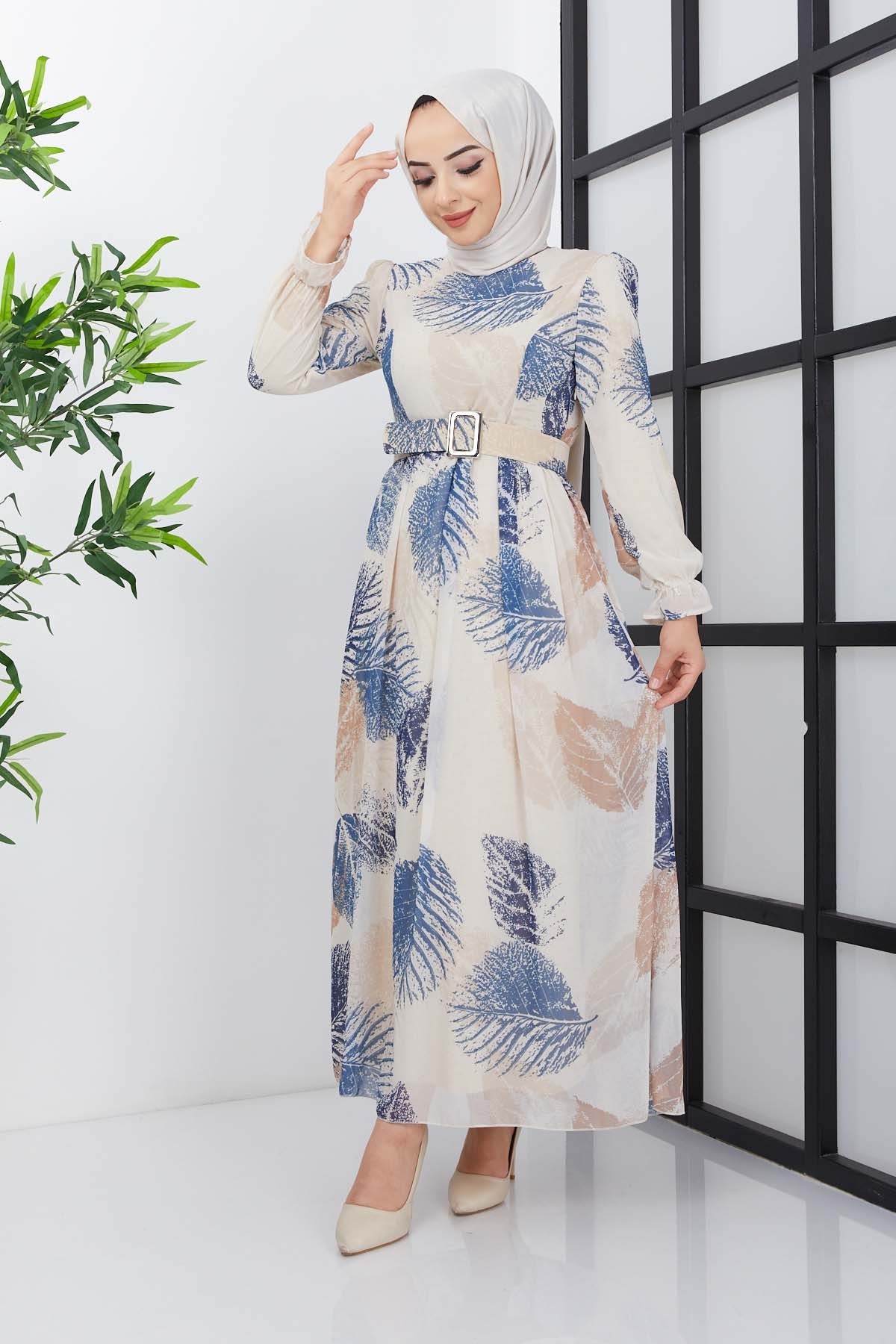 Elfida Şifon Elbise - Mavi