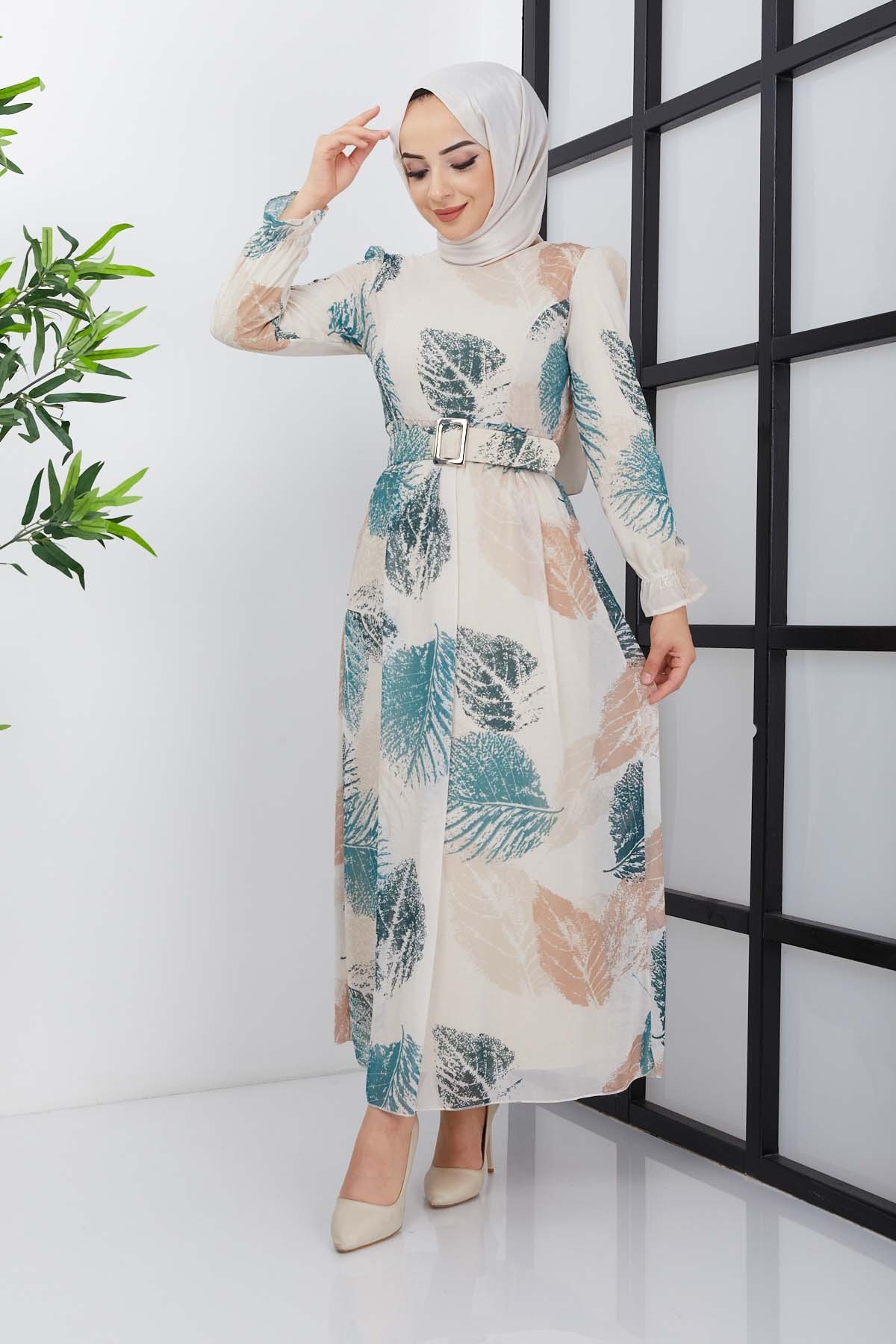 Elfida Şifon Elbise - Yeşil