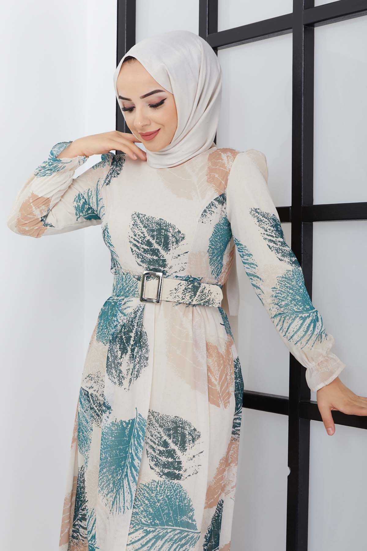 Elfida Şifon Elbise - Yeşil